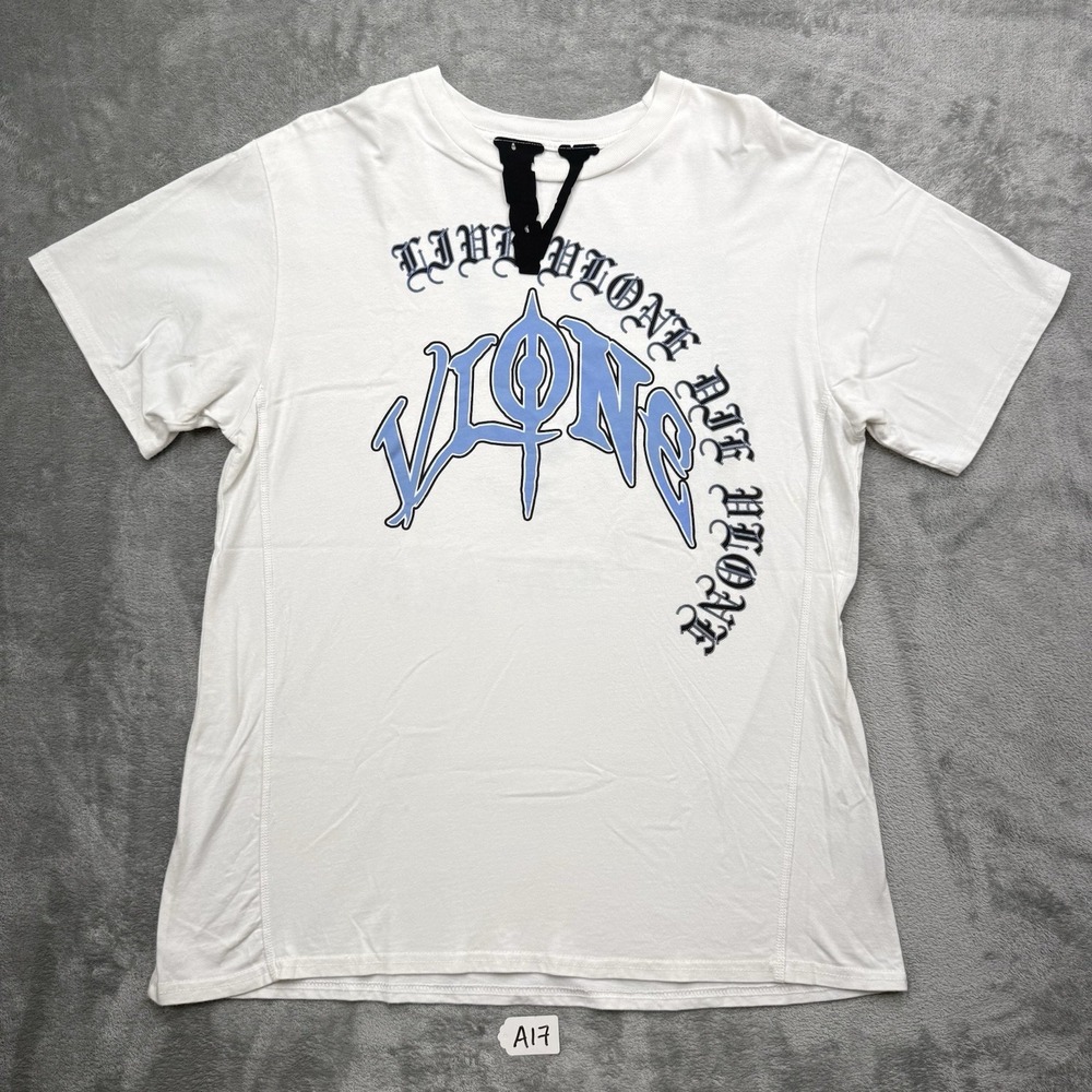Vlone Old English Live Vlone Die Vlone T-shirt White Size Large
